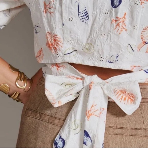 Anthropologie White and Orange Pajama Set with Whimsical Design - Picture 9 of 10